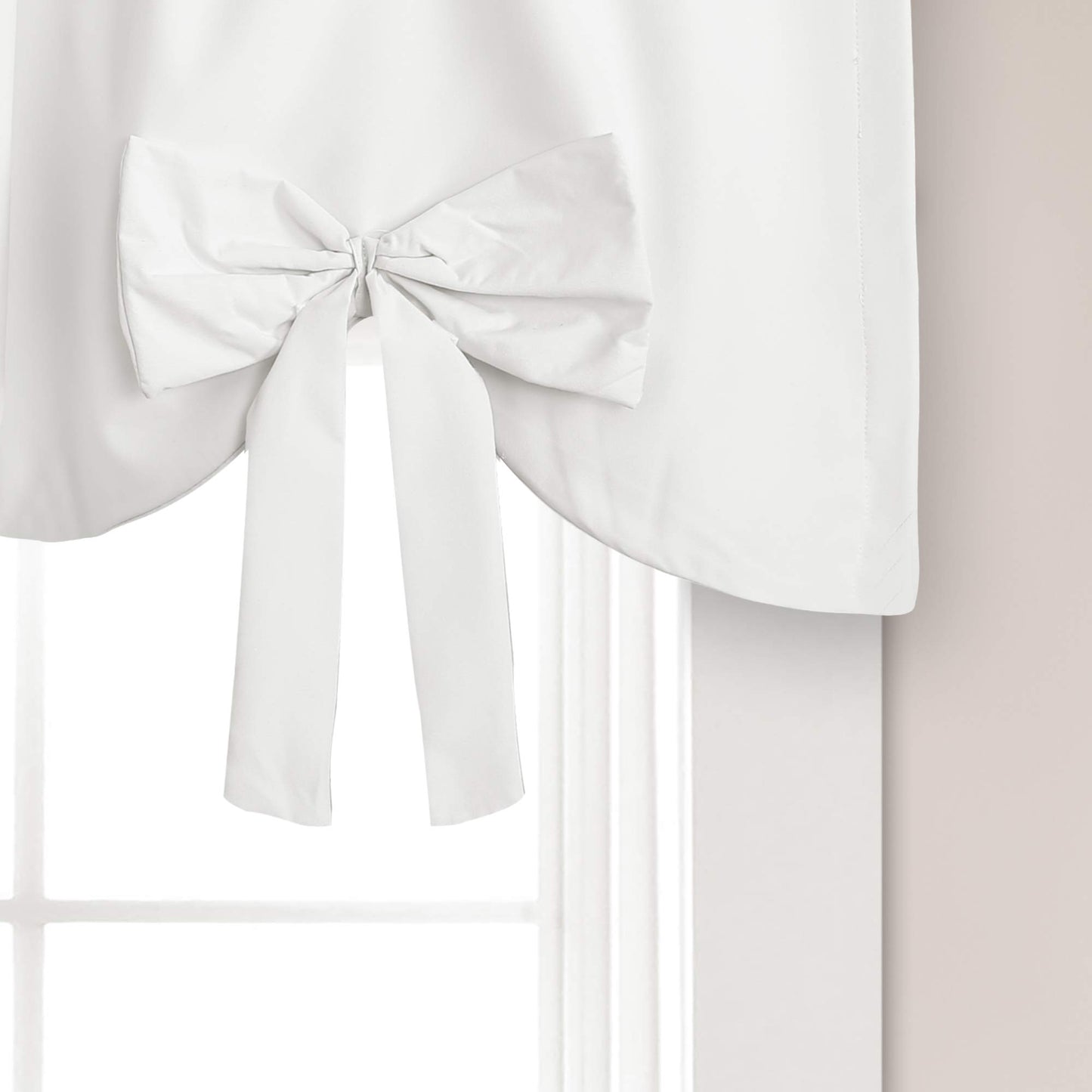 Lush Decor Melody Bow Window Curtain Valance, 18" x 52" + 2"