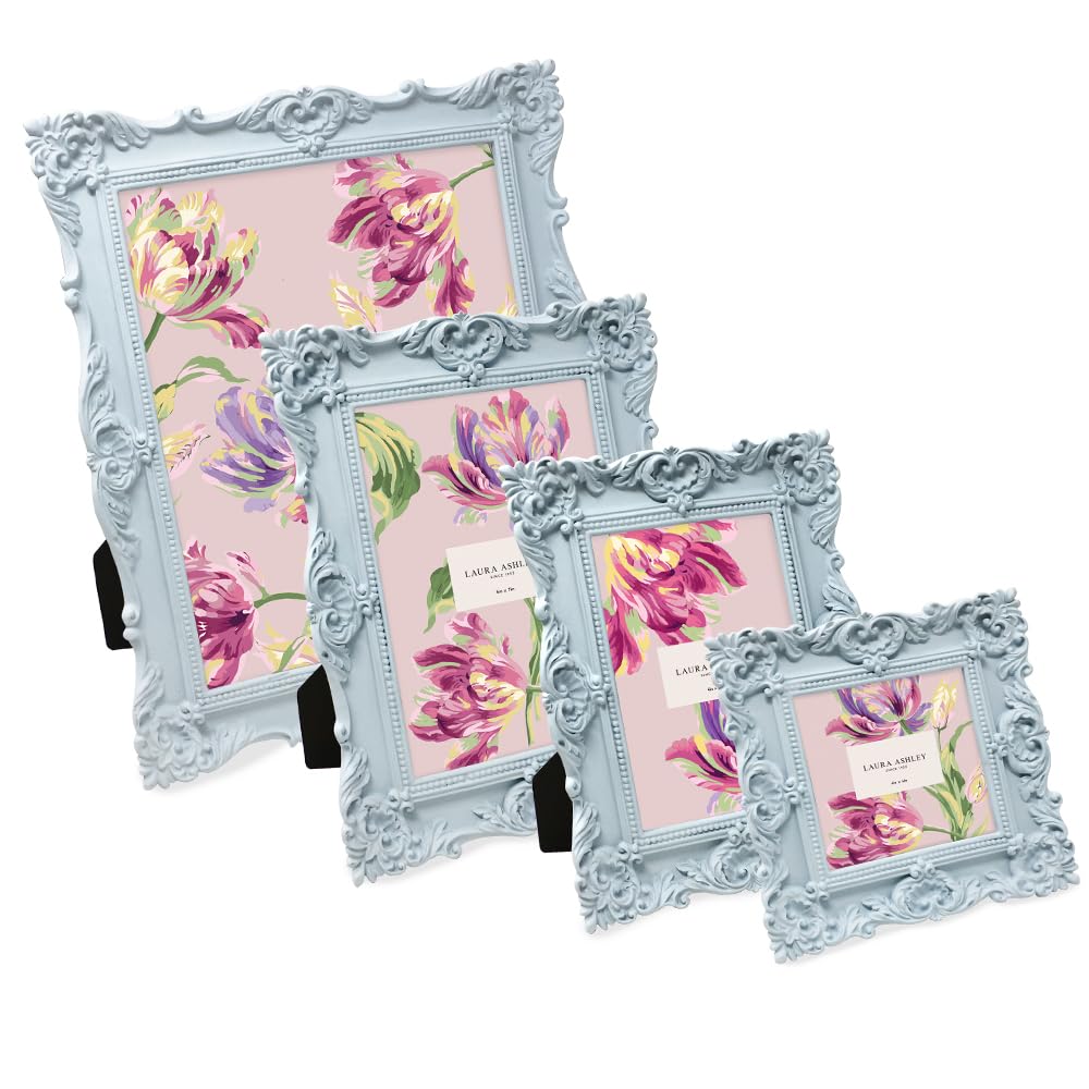 Laura Ashley 2x3 Ornate Resin Picture Frame – Handcrafted Floral Design with Easel for Tabletop and Wall Display