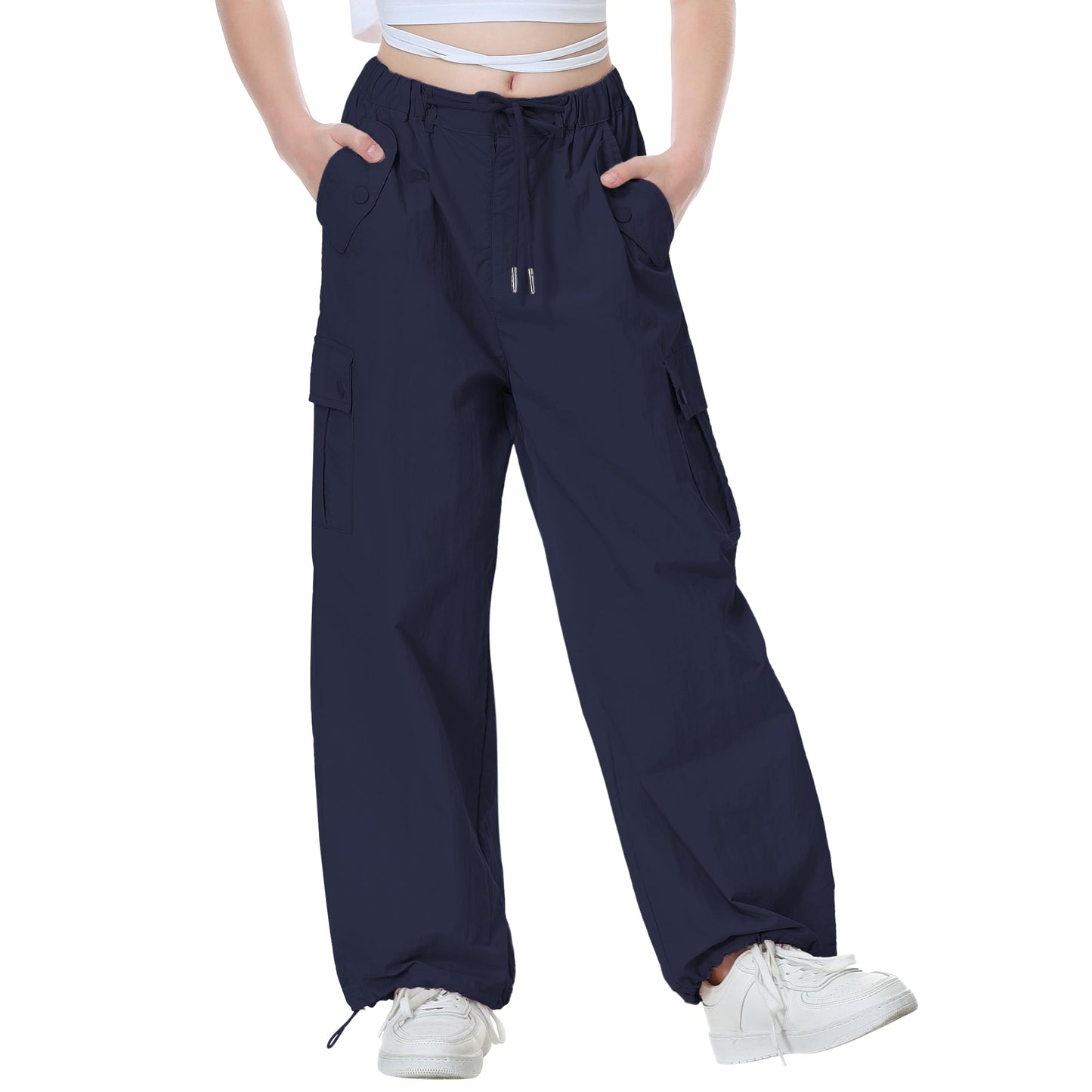 Girls Y2K Parachute Pants for Cargo Trousers with Pockets Harajuku Jogger Pants