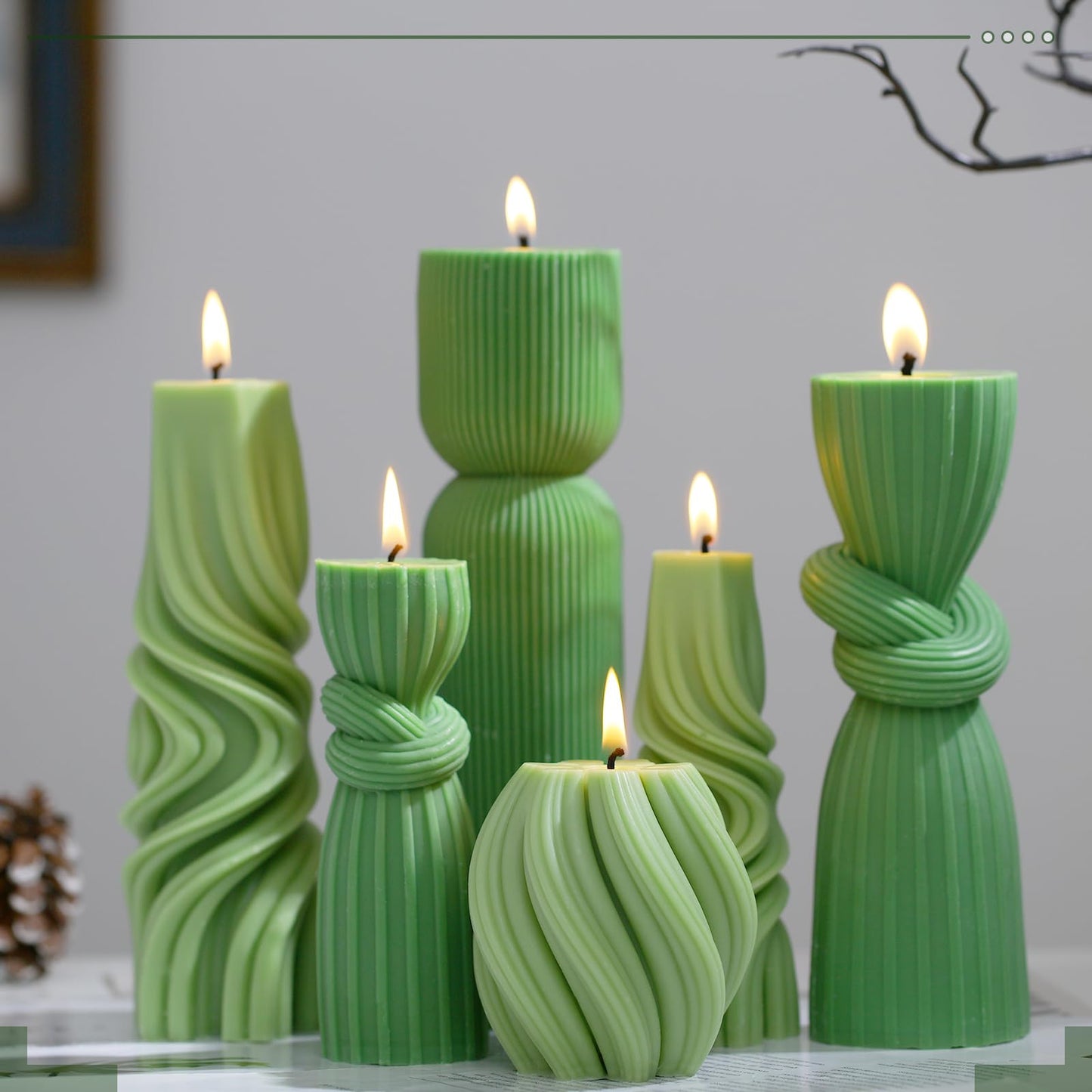 Modern Pillar Candles Ribbed Decorative Candle - Scented Ribbed Decor for Home