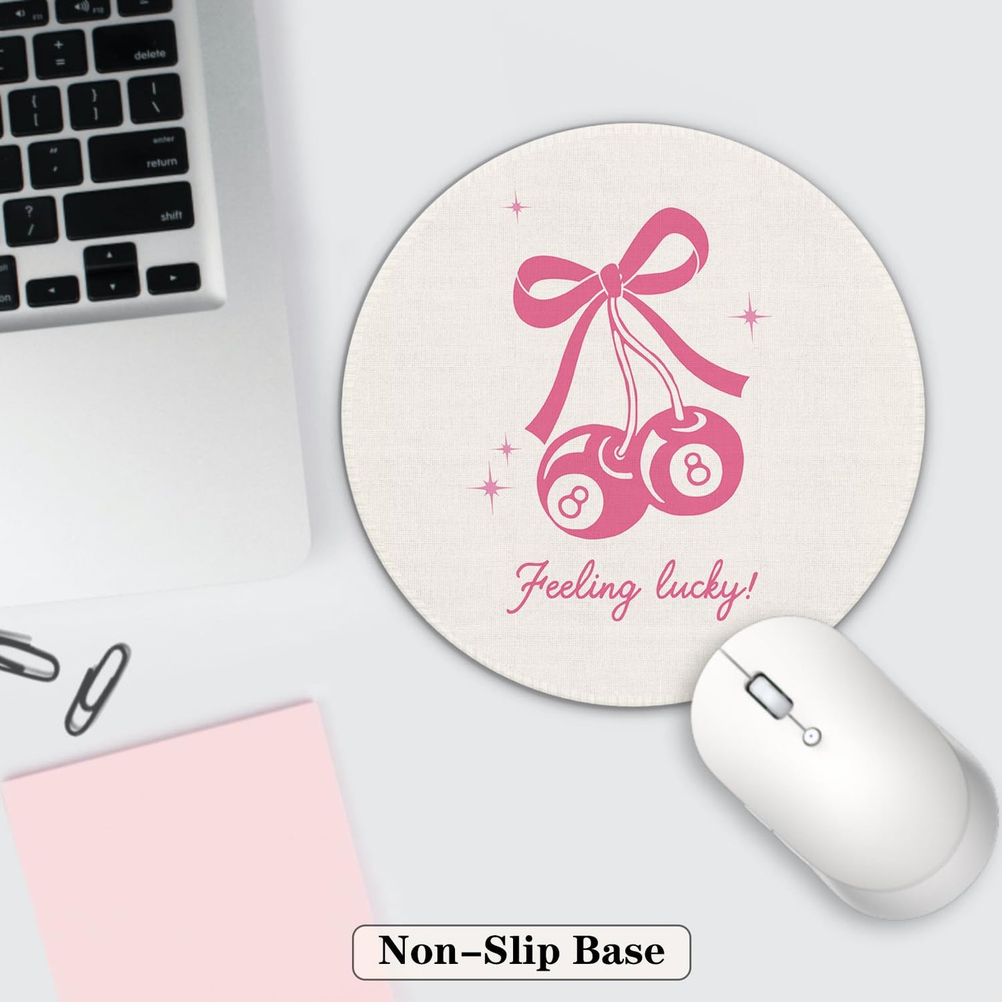 Preppy Mouse Pad, Funky Trendy Y2K Coquette Magic 8 Ball Small Round Mouse Pads for Desk, 7.9x7.9 Inches