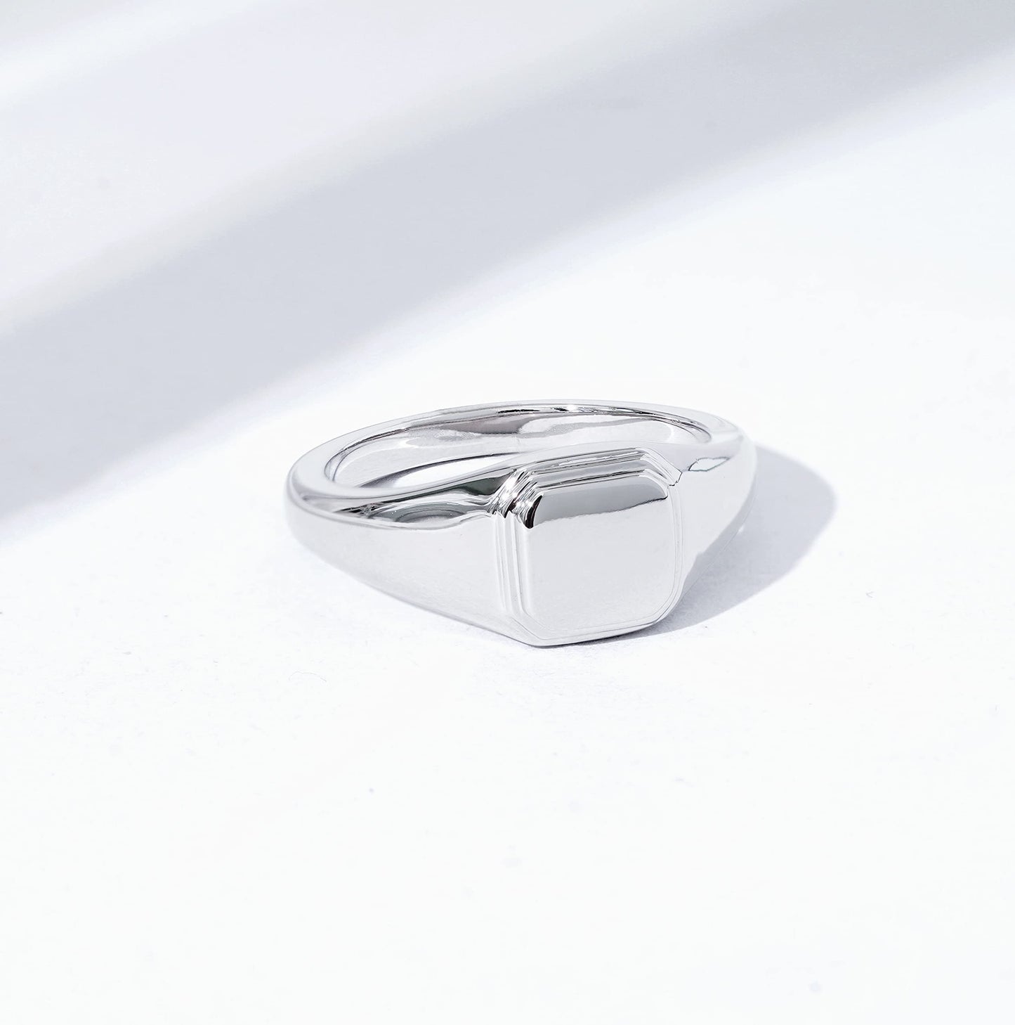 Plated 14K Sterling Silver Round Signet Ring