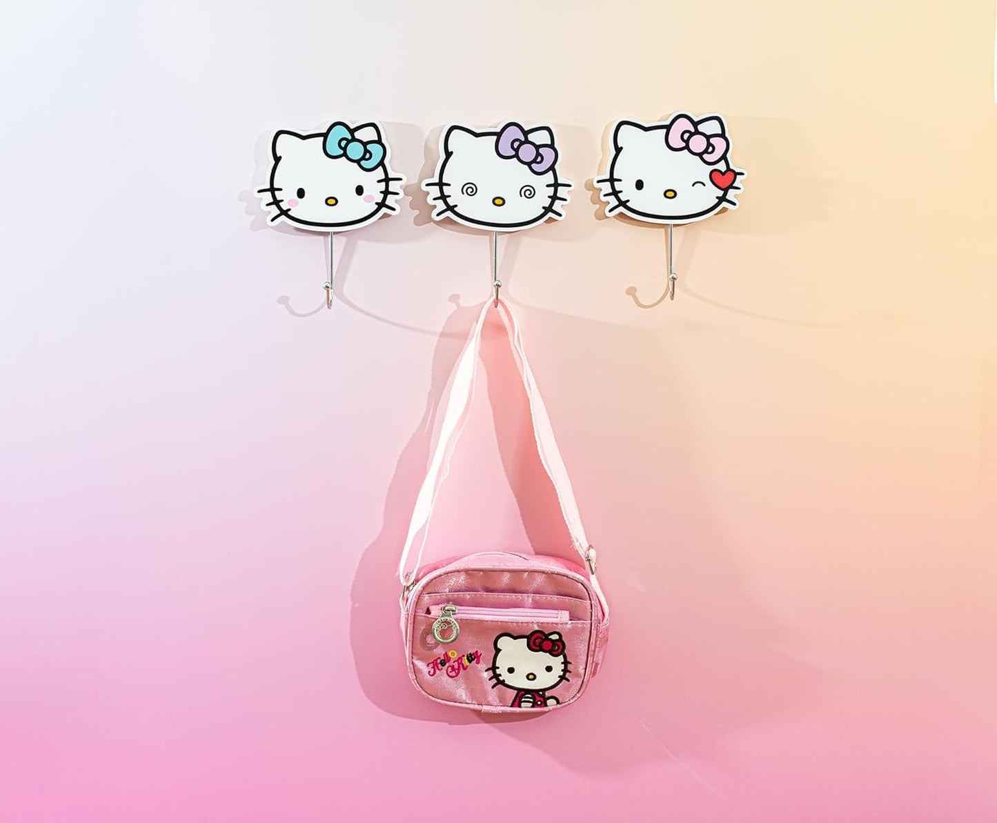 Sanrio Hello Kitty "Pretty Bows" Die-Cut Wall Hooks Coat Hanger Storage Rack Organizer | Ready To Hang Wall Mount Decor