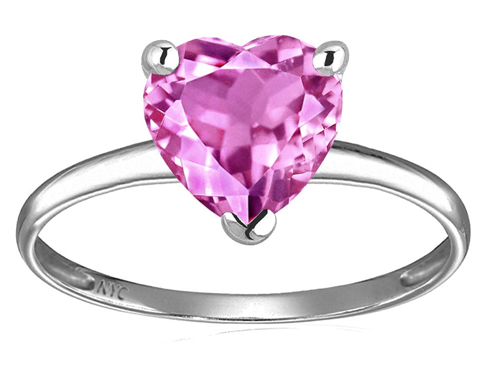 Solid 14k White Gold Heart Shape Ring