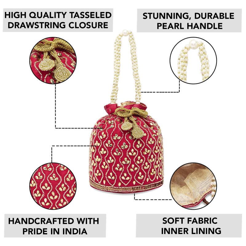 Handmade Aheli Potli Bag – Elegant Evening Wristlet & Bridal Handbag