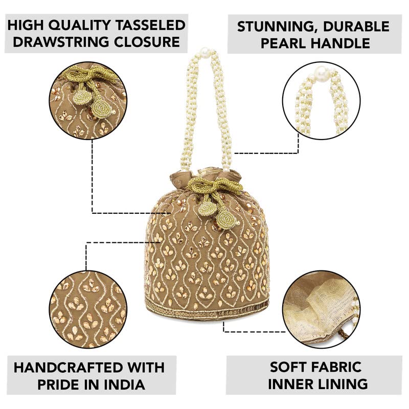 Handmade Aheli Potli Bag – Elegant Evening Wristlet & Bridal Handbag