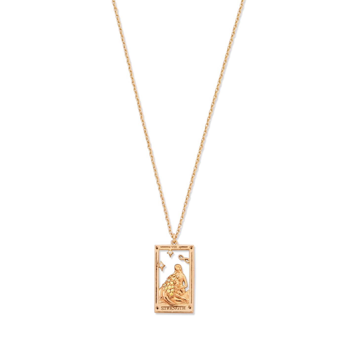 Tarot Card Pendant Necklace - Gold Chain Necklace for Women - 14k Gold Plating