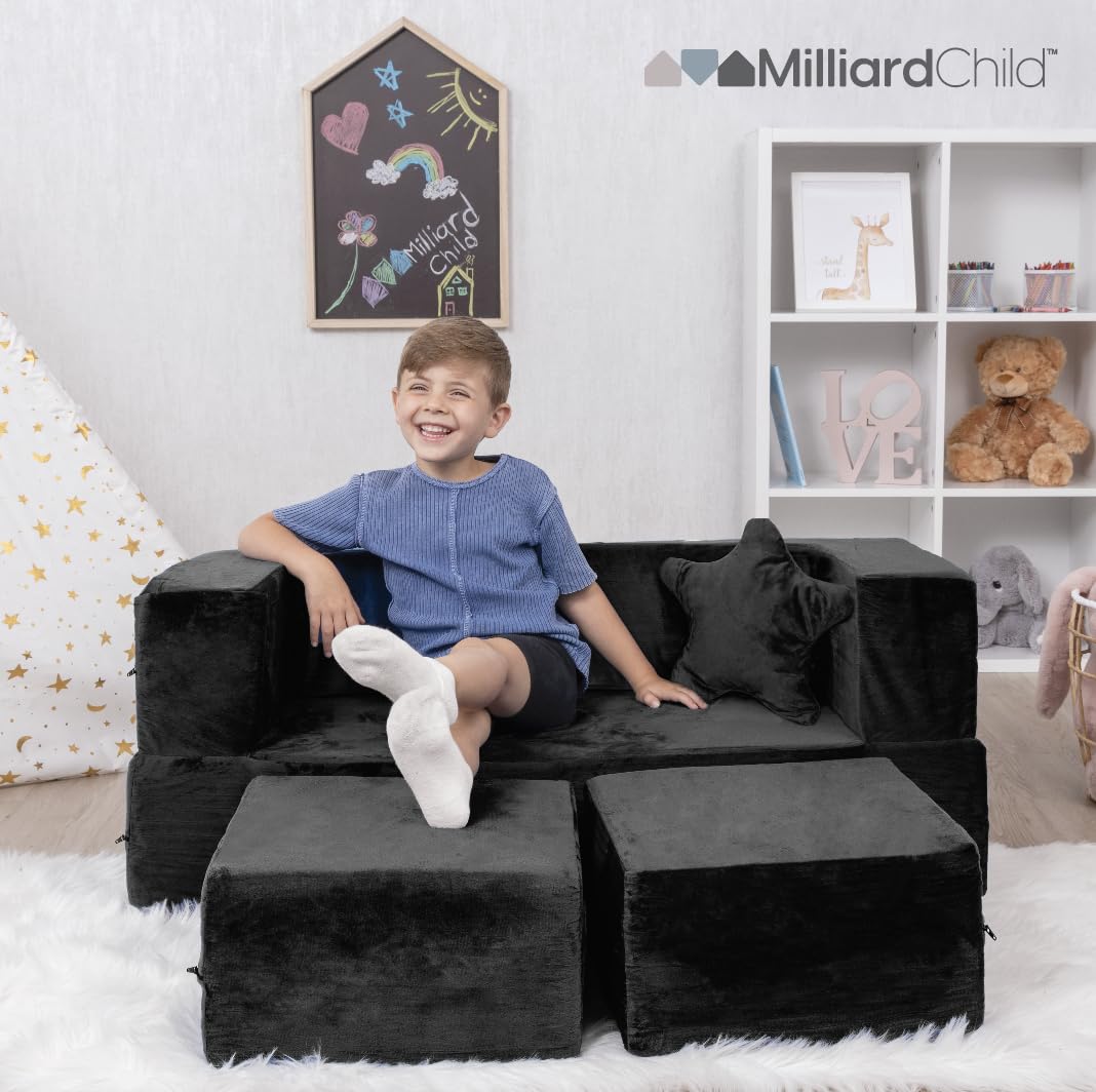 Modular Kids Sofa for Toddler and Baby Playroom/Bedroom Furniture with Bonus Pillow