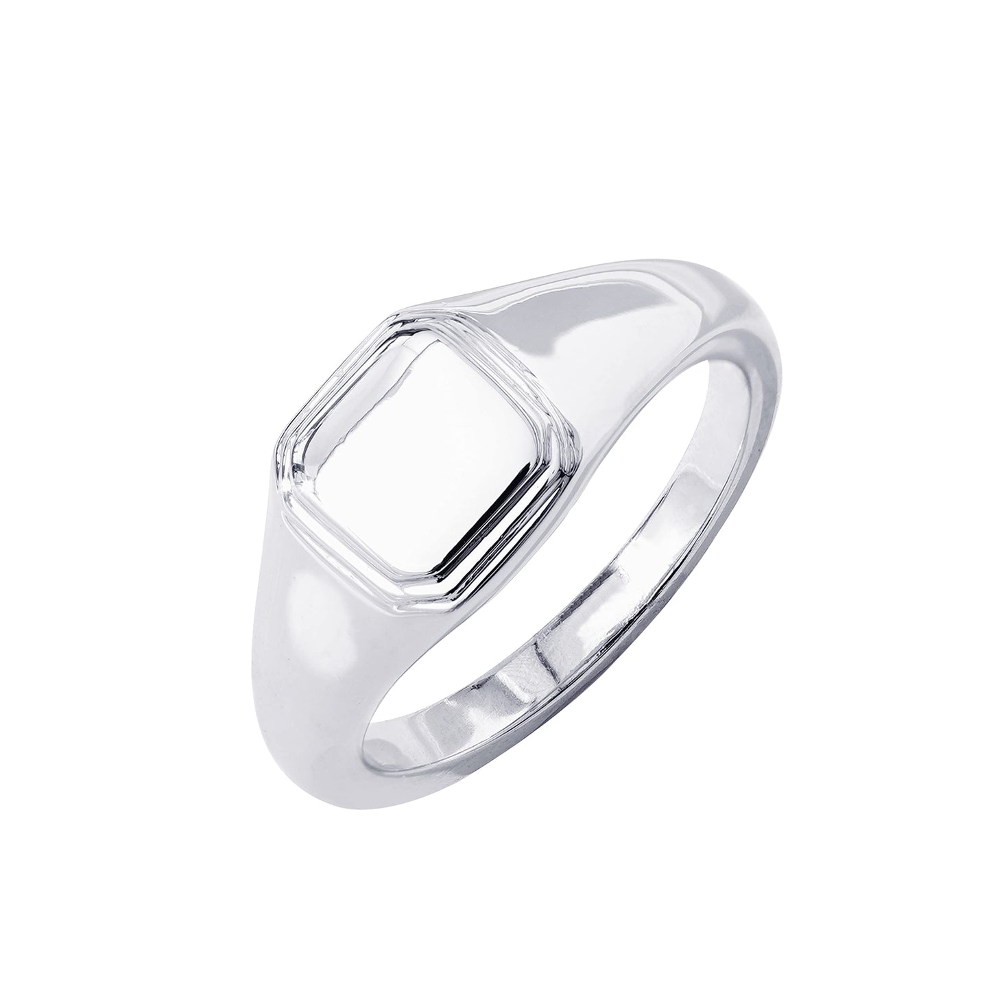 Plated 14K Sterling Silver Round Signet Ring