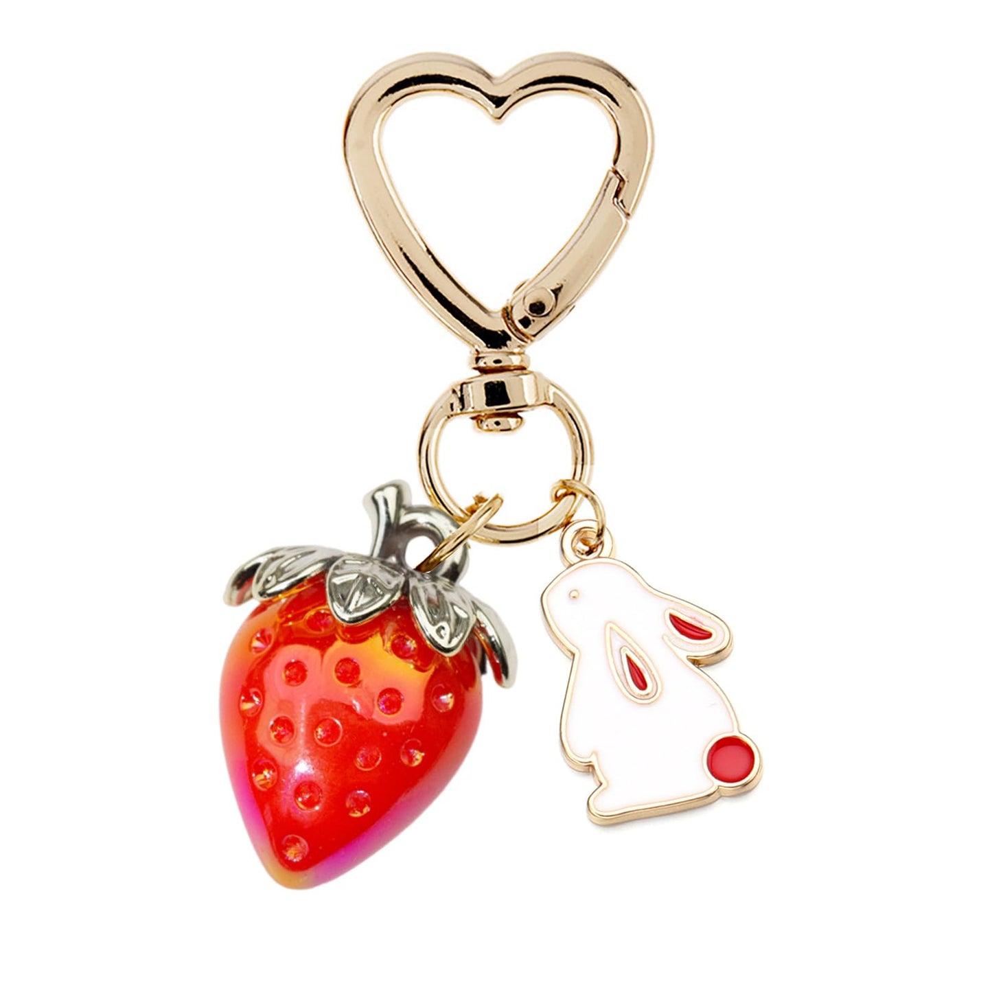 Cute Strawberry Keychain, Kawaii Heart Flower Daisy Keychain