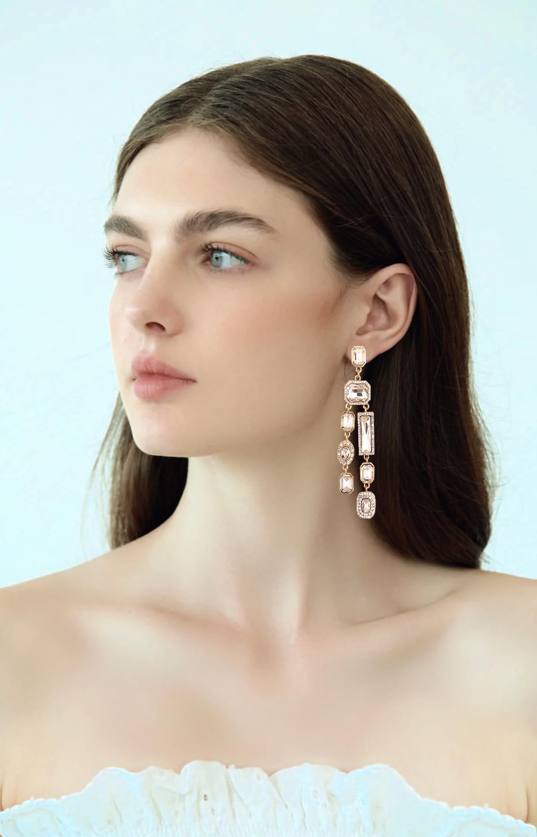 Vintage Rectangle Teardrop Chandelier Earrings