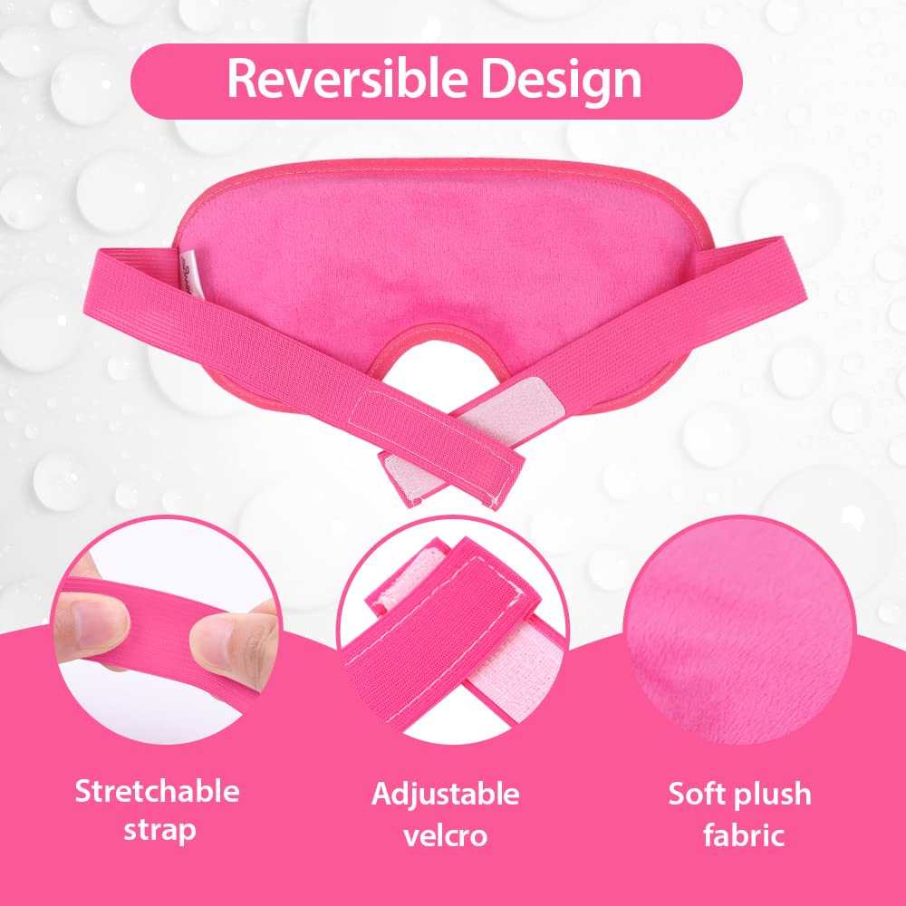 Cooling Gel Cold Eye Mask for Puffy Eyes, Reusable Ice Pack with Soft Plush Backing for Dark Circles, Migraine, Stress Relief - Pink