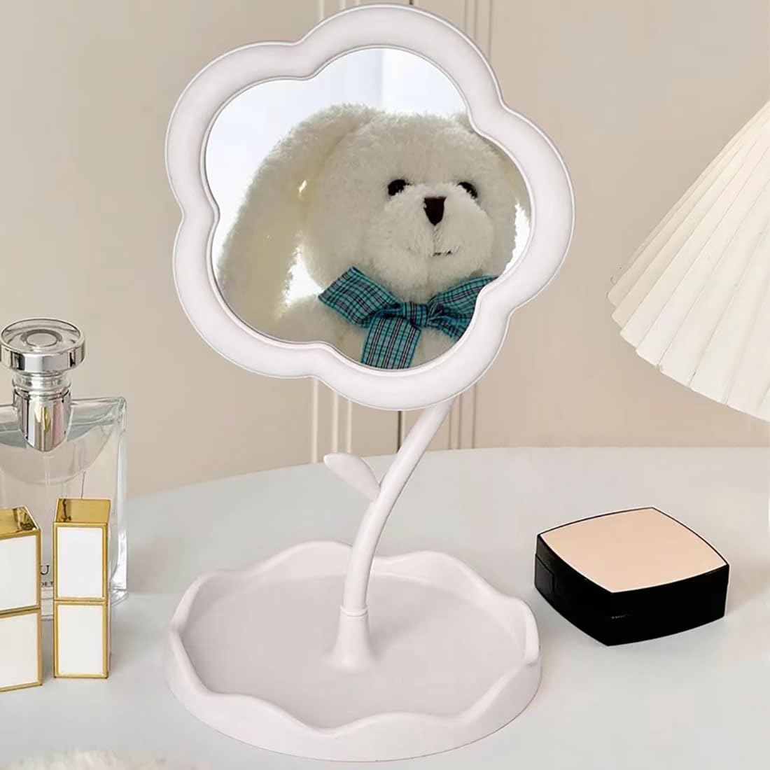 Flower-Shaped Makeup Mirror for Desk Vanity