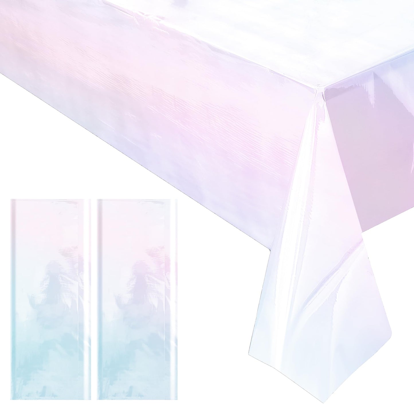 Pink Iridescent Holographic Tablecloth – 40" x 108" Shiny Plastic Cover for Parties and Events