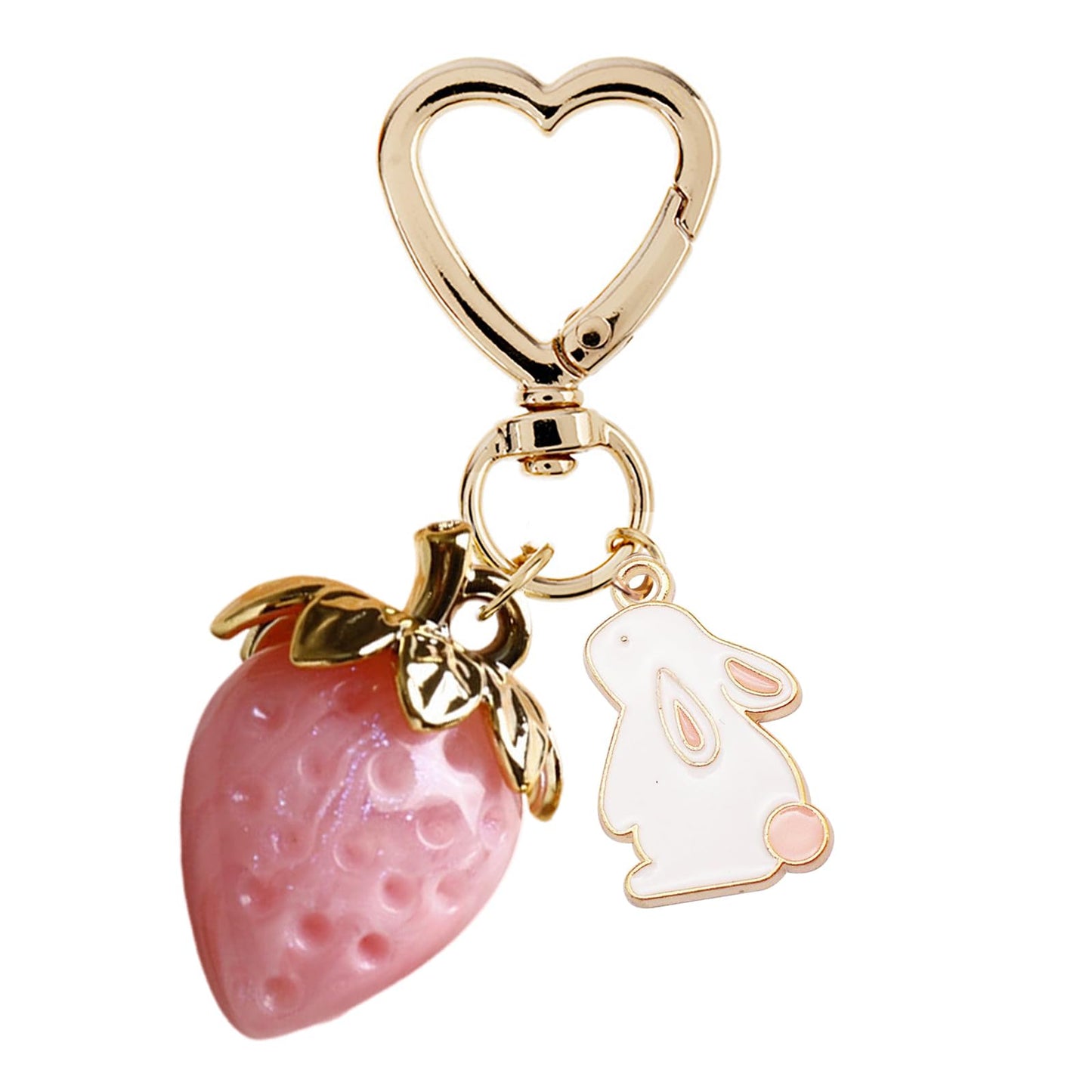 Cute Strawberry Keychain, Kawaii Heart Flower Daisy Keychain