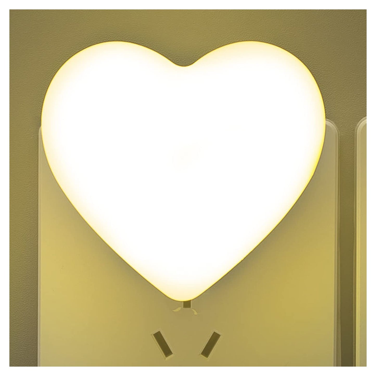 Cute Night Lights Heart Shape Nightlight with Light Sensors, Auto Soft Warm White