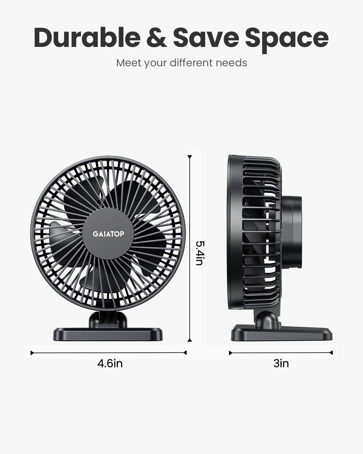 SmallPersonal Portable Quiet 3 Speeds, USB Desk Fan - Adjustment Mini Table Desktop