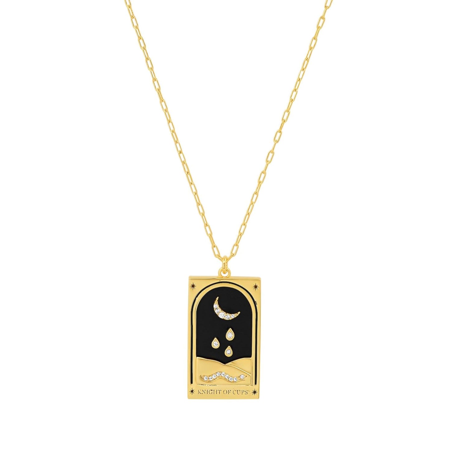 Tarot Card Pendant Necklace - Gold Chain Necklace for Women - 14k Gold Plating