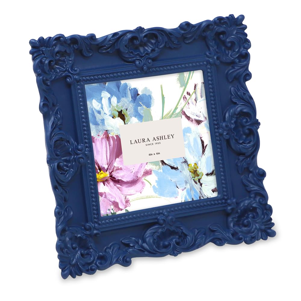 Laura Ashley 2x3 Ornate Resin Picture Frame – Handcrafted Floral Design with Easel for Tabletop and Wall Display