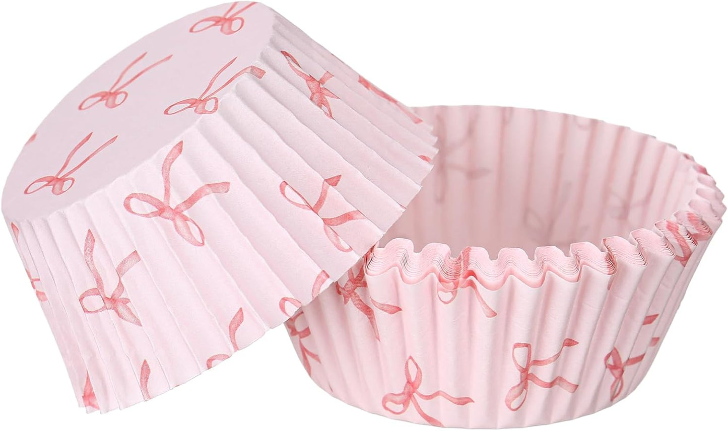 Coquette Bow Cupcake Liners Bow Wrappers Baking Cups Pink Baking Standard Liners 300 Pcs