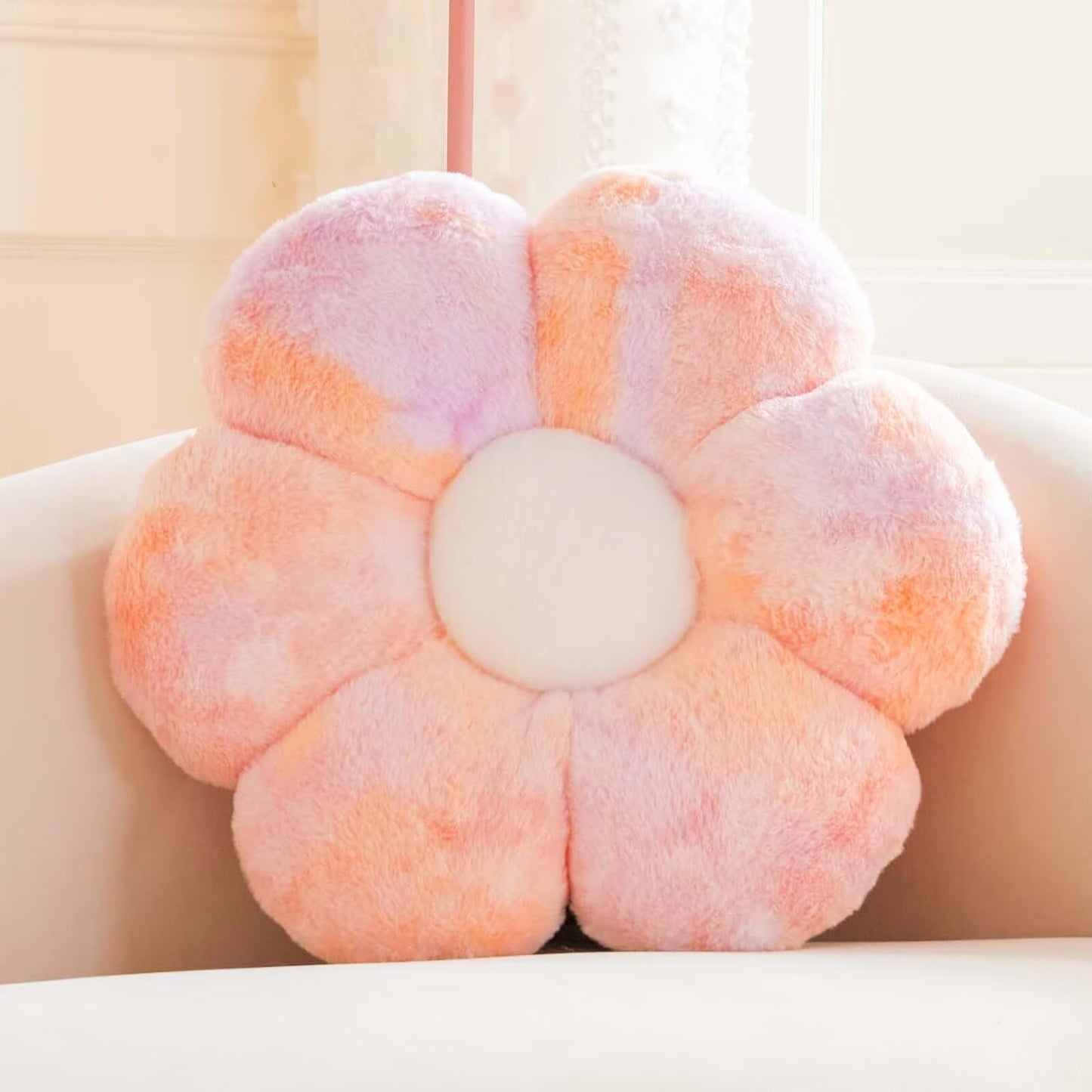 Plush Flower-Shaped Throw Pillow – Soft Faux Rabbit Fur Cushion for Bedroom or Living Room Decor