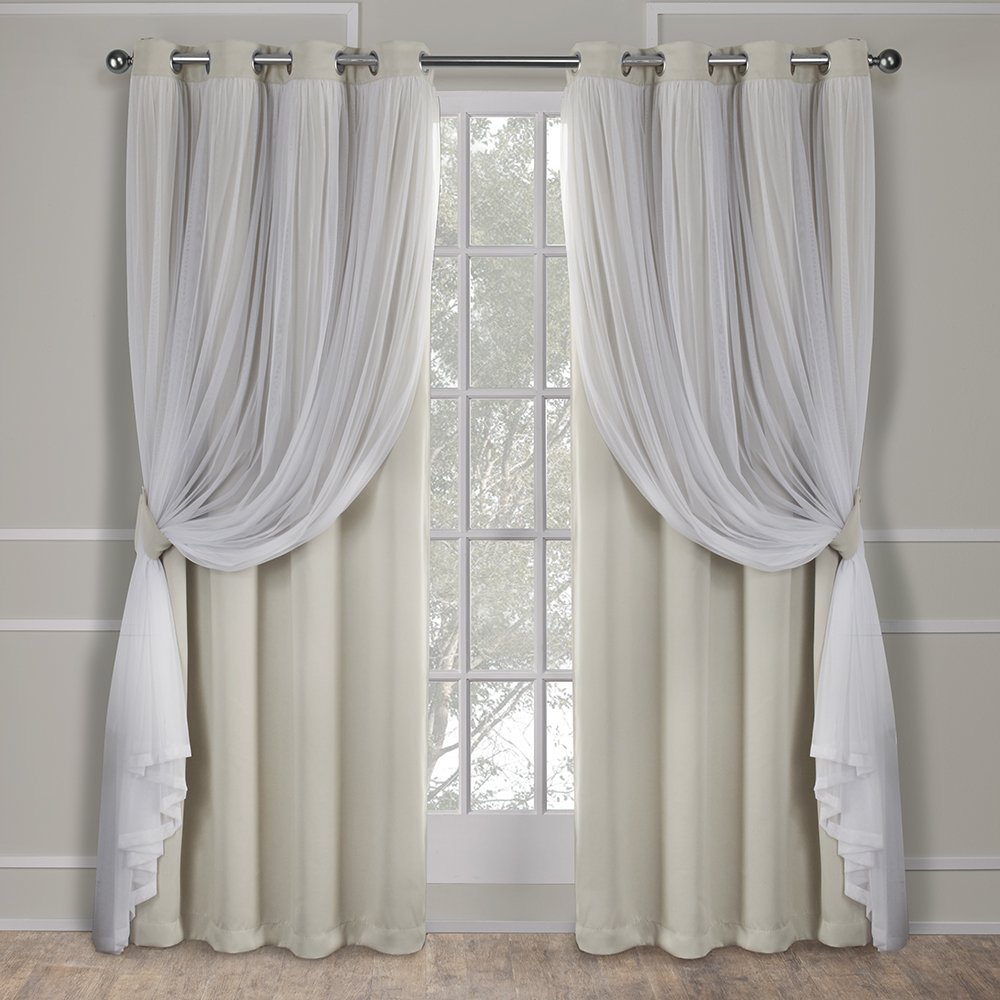 Exclusive Home Catarina Layered Solid Room Darkening Blackout and Sheer Grommet Curtain Panel