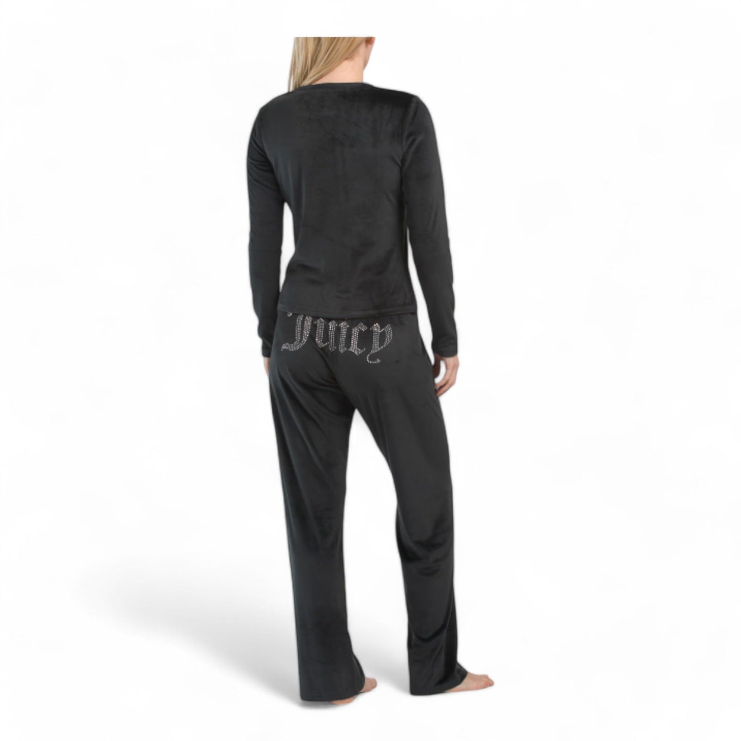 Juicy Couture Women’s Velvet Fleece Pajama Set with Long Sleeve Top and Pants