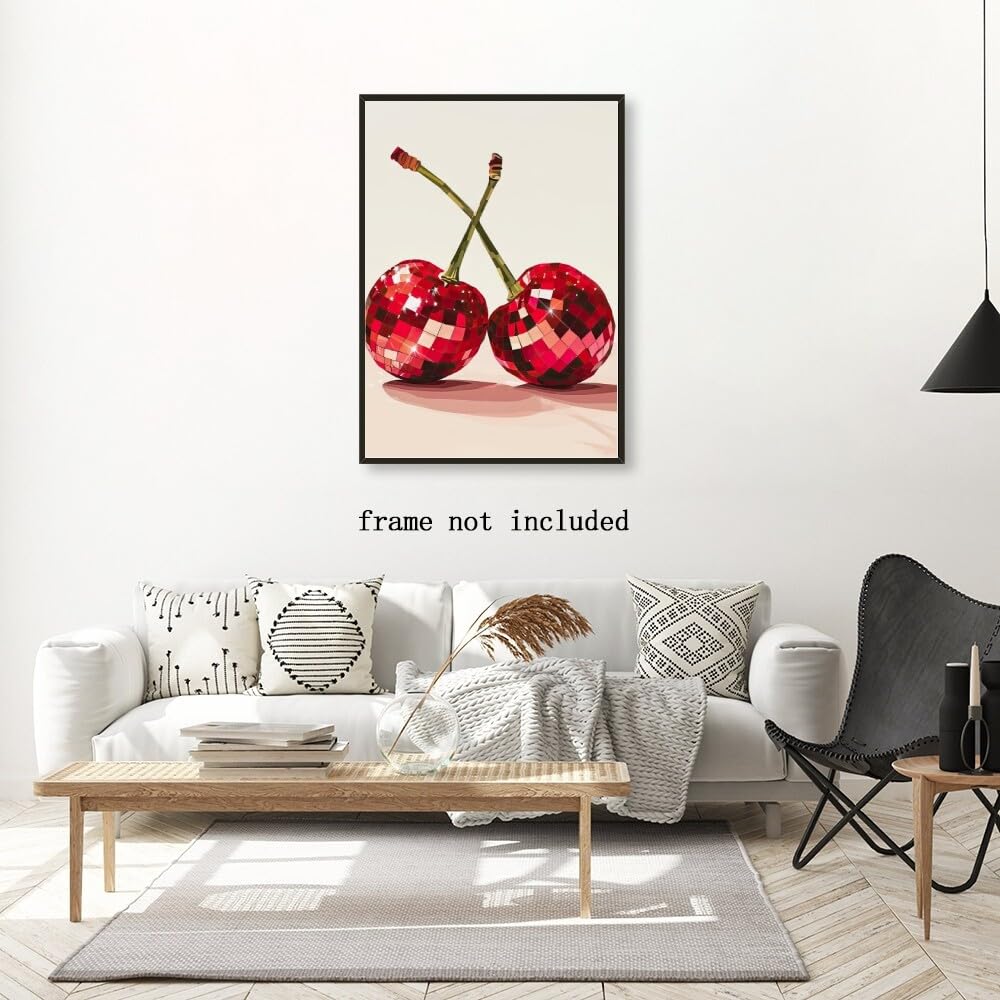 Disco Ball Fruits Canvas Print – Trendy Glam Wall Art