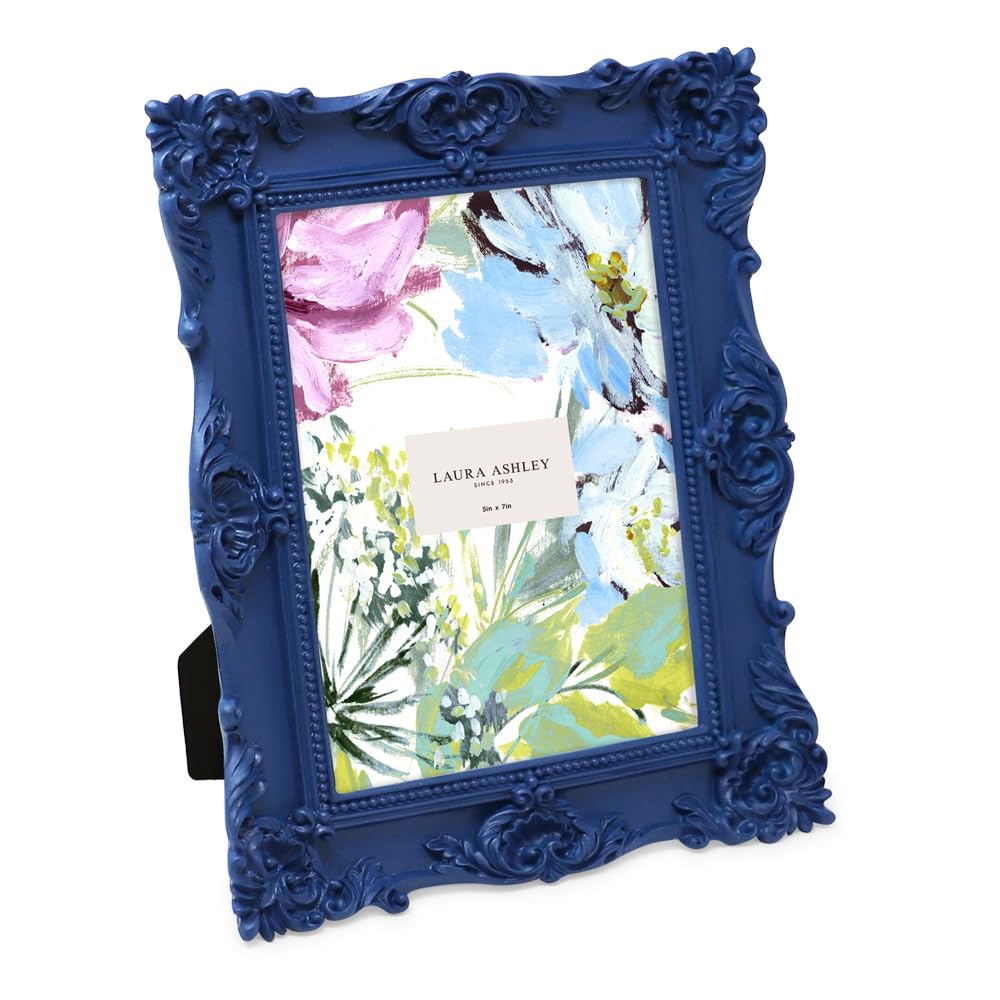 Laura Ashley 2x3 Ornate Resin Picture Frame – Handcrafted Floral Design with Easel for Tabletop and Wall Display