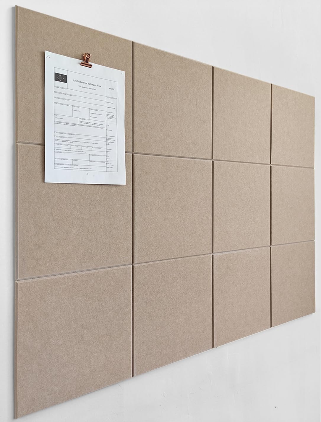 Large Cork Board Alternative - Felt Wall Tiles with Safe Removable Adhesive Tabs, Cork Wall Tiles Cork Board 47"x35" 12 Pack