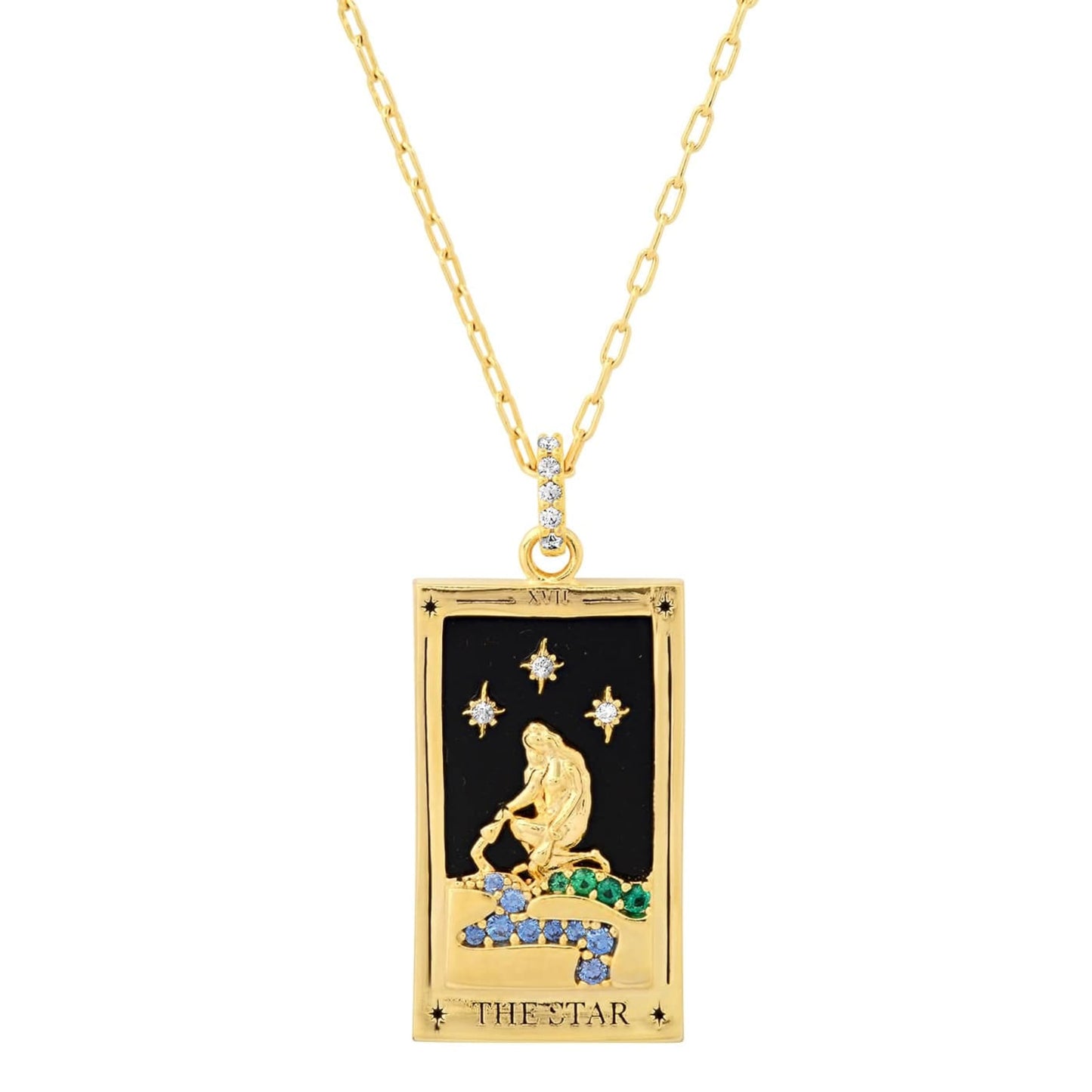 Tarot Card Pendant Necklace - Gold Chain Necklace for Women - 14k Gold Plating