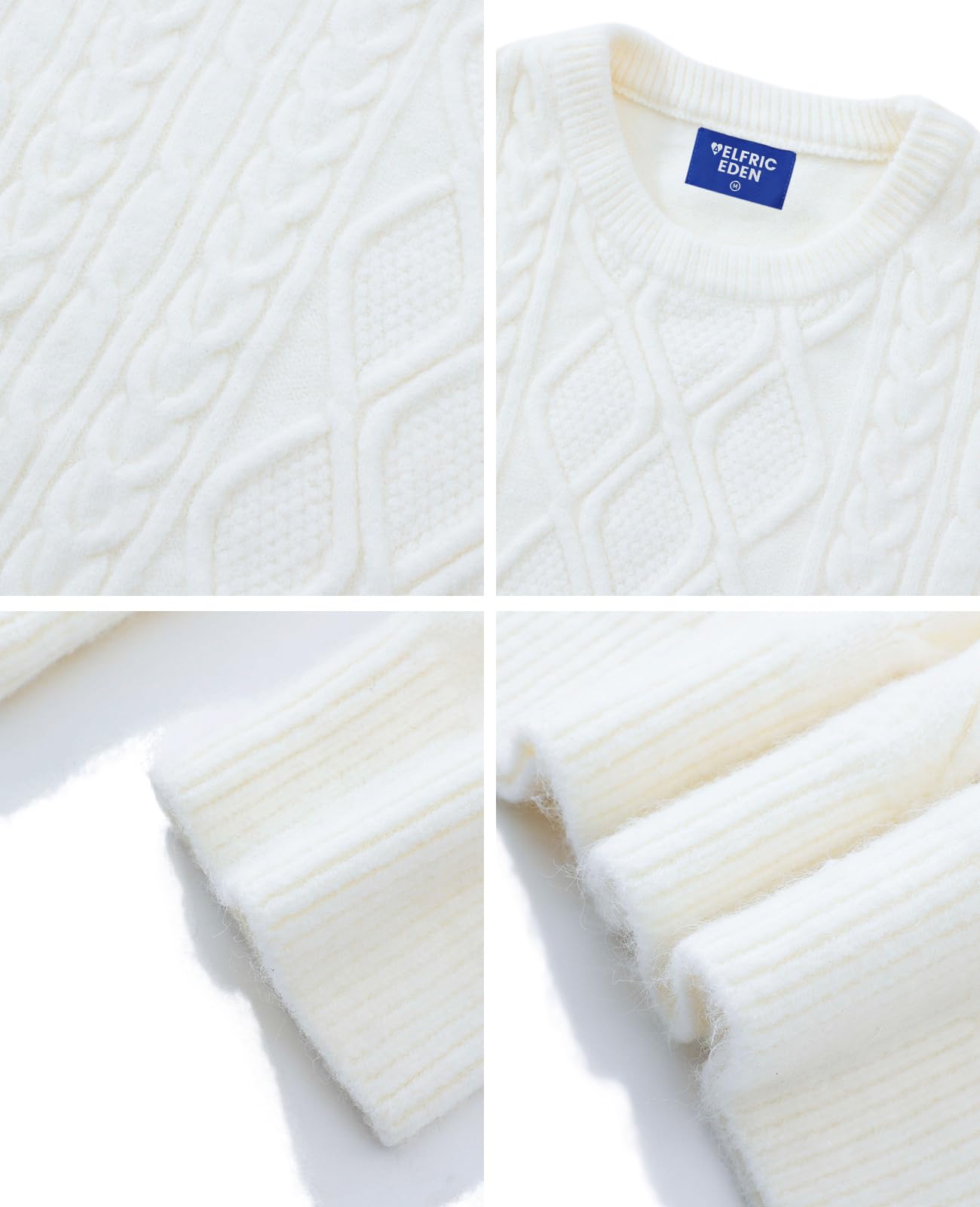 Oversized Sweater 90s Vintage Cable Knit Long Sleeve Women Woven Heavy Crewneck Pullover