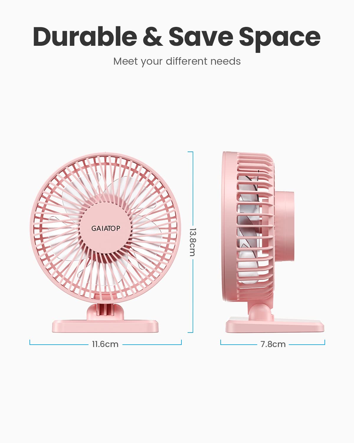 SmallPersonal Portable Quiet 3 Speeds, USB Desk Fan - Adjustment Mini Table Desktop