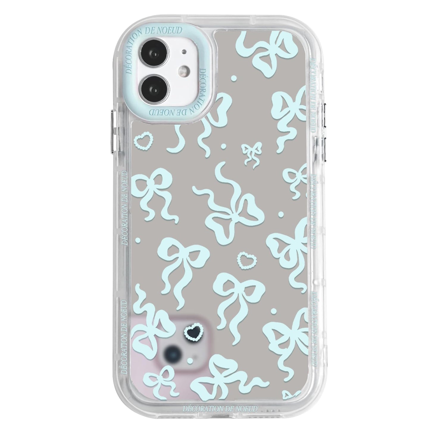 Cute Mirror Bow Love Heart Pattern -  Shockproof Silver Protective Phone Cover