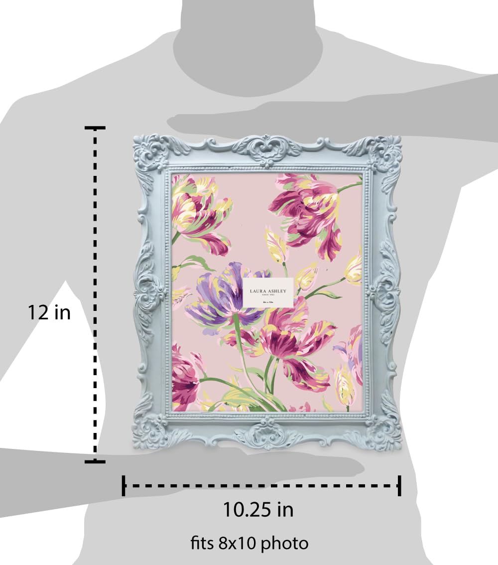 Laura Ashley 2x3 Ornate Resin Picture Frame – Handcrafted Floral Design with Easel for Tabletop and Wall Display