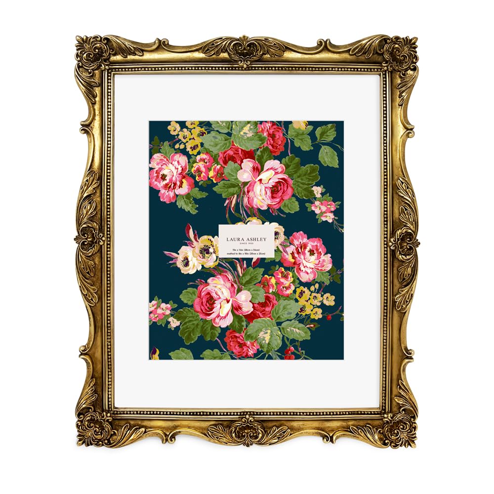 Laura Ashley 2x3 Ornate Resin Picture Frame – Handcrafted Floral Design with Easel for Tabletop and Wall Display