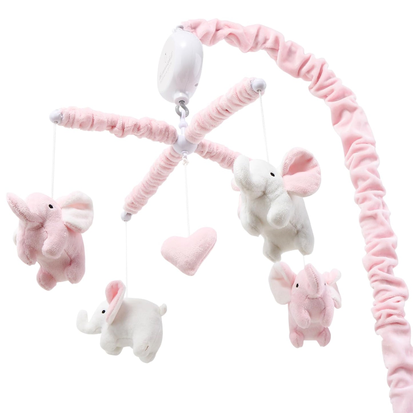 Soft Pink Musical Baby Crib Mobile - 12 Lullabies Cute Elephant Baby Pink Elephant Nursery Decor