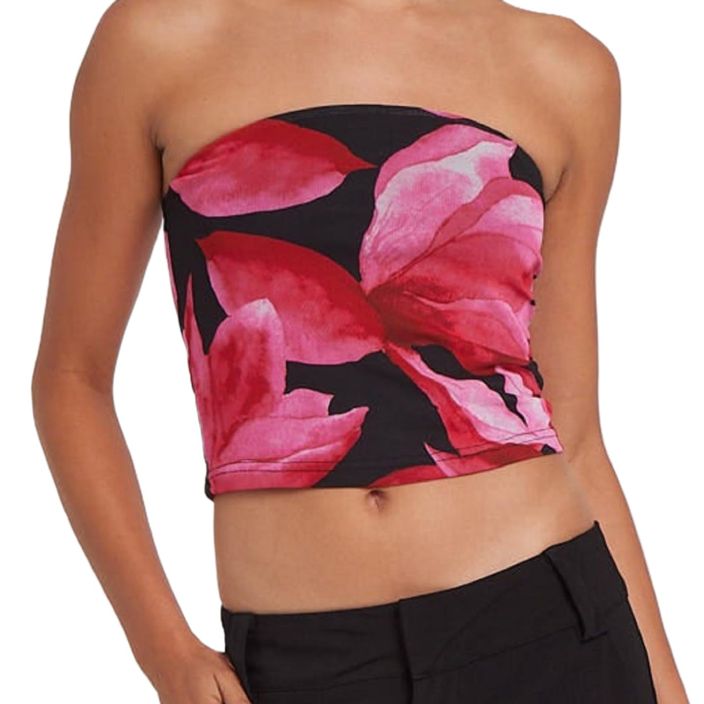 Women Y2k Floral Tube Tops Flower Print Strapless Sleeveless Bandeau Tops