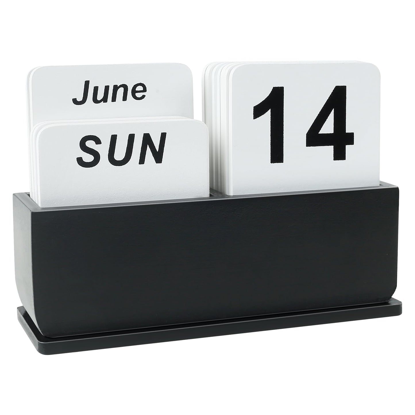 Wooden Block Perpetual Calendar for Desk, Daily Desktop Standing Flip Calendar with Large Display