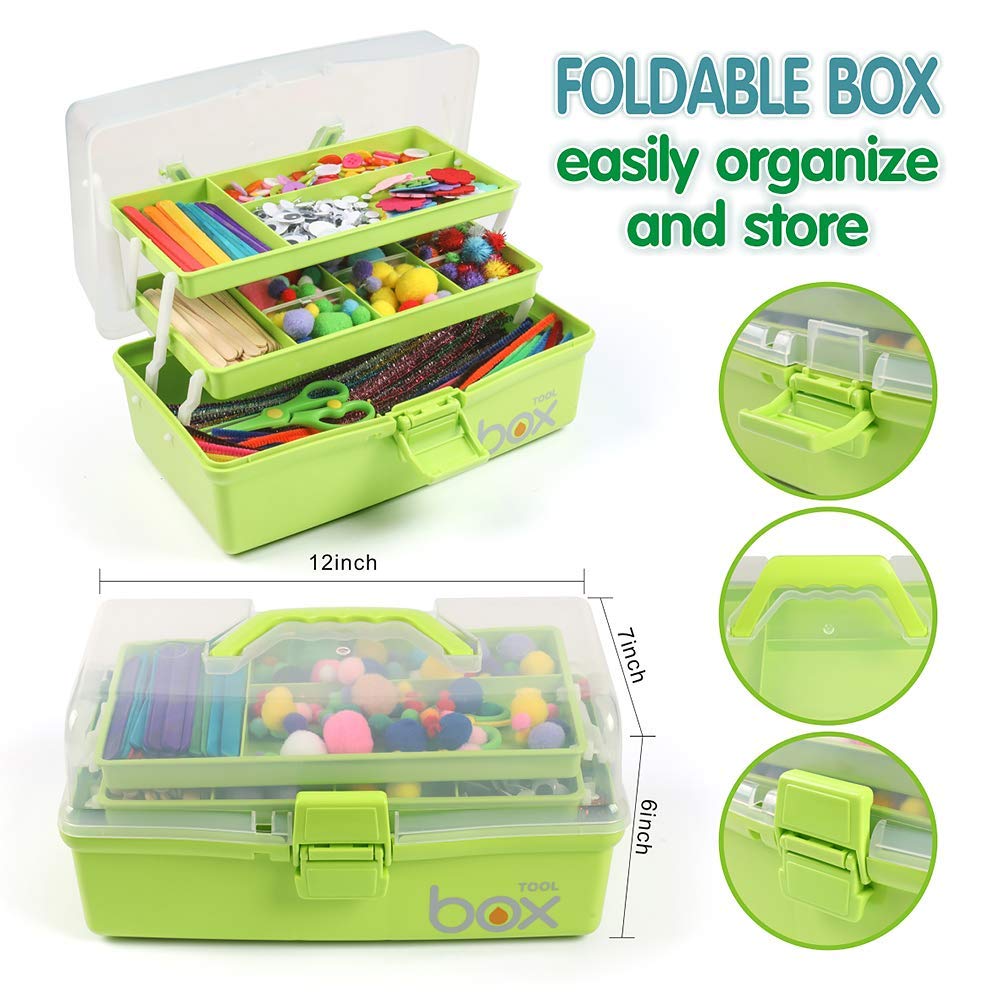 Three-Layer Multipurpose Folding Storage Box with 2 Trays, 12"