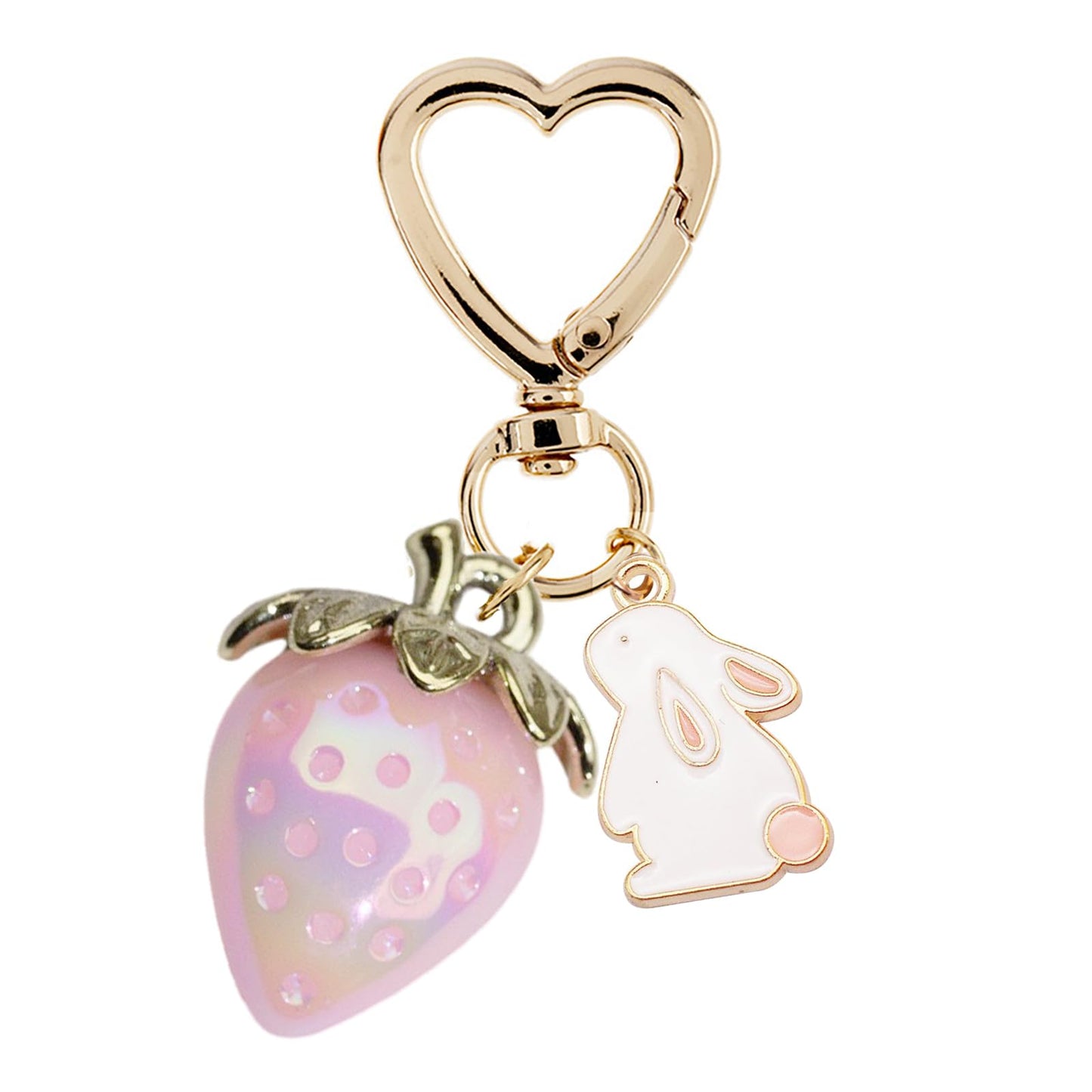 Cute Strawberry Keychain, Kawaii Heart Flower Daisy Keychain