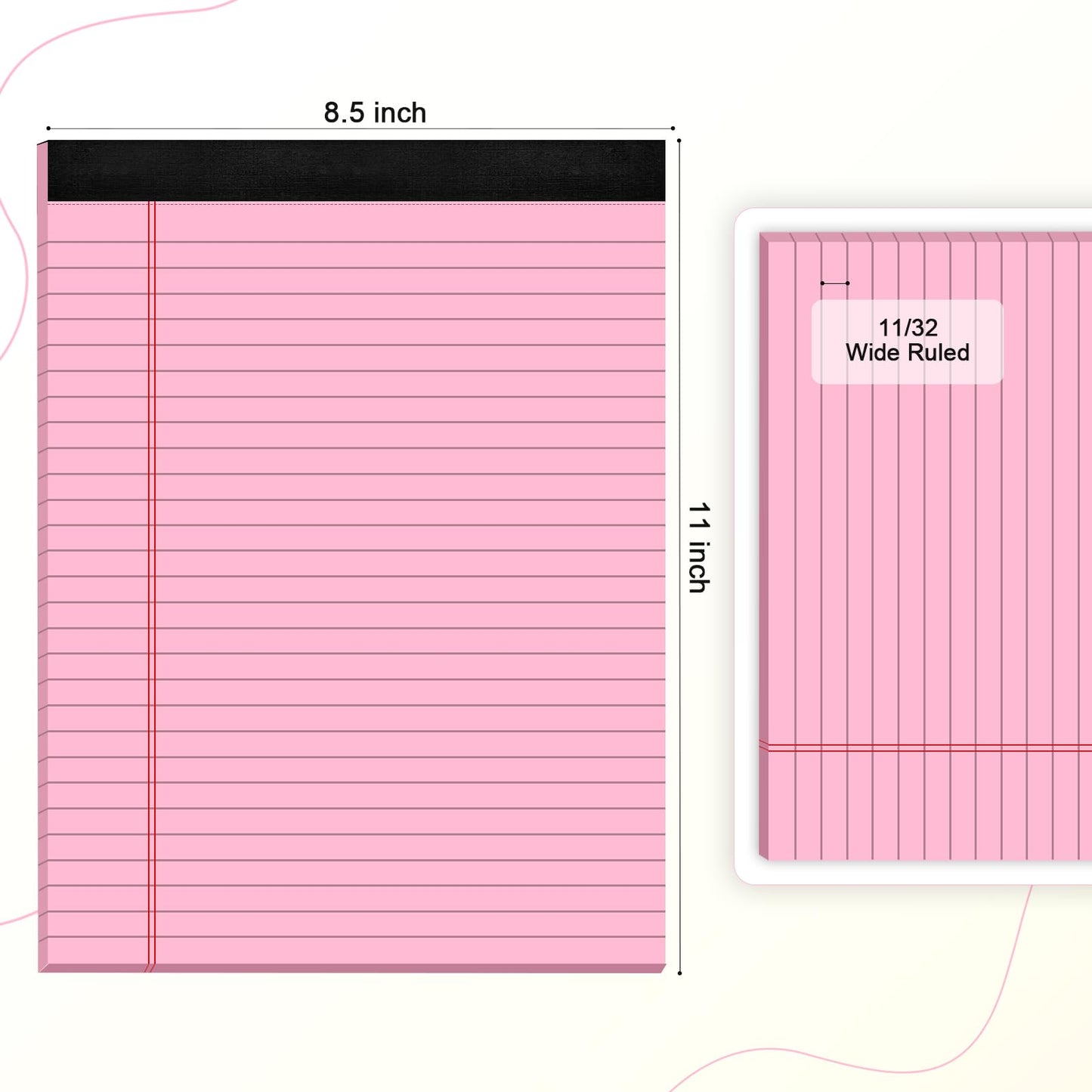 Note Pads 8.5x11 inch, Wide Ruled Clear Print Writing Pads