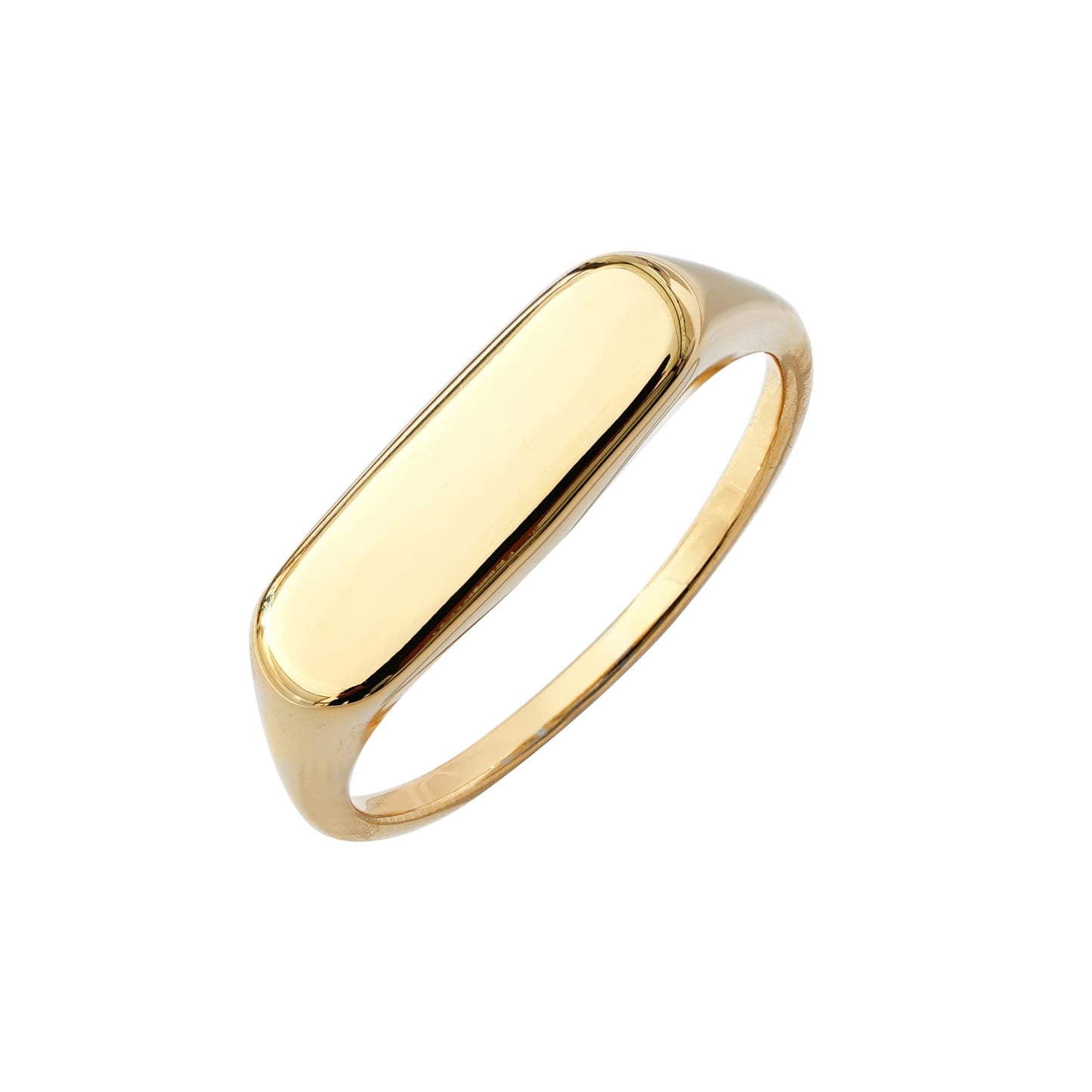 Plated 14K Sterling Silver Round Signet Ring