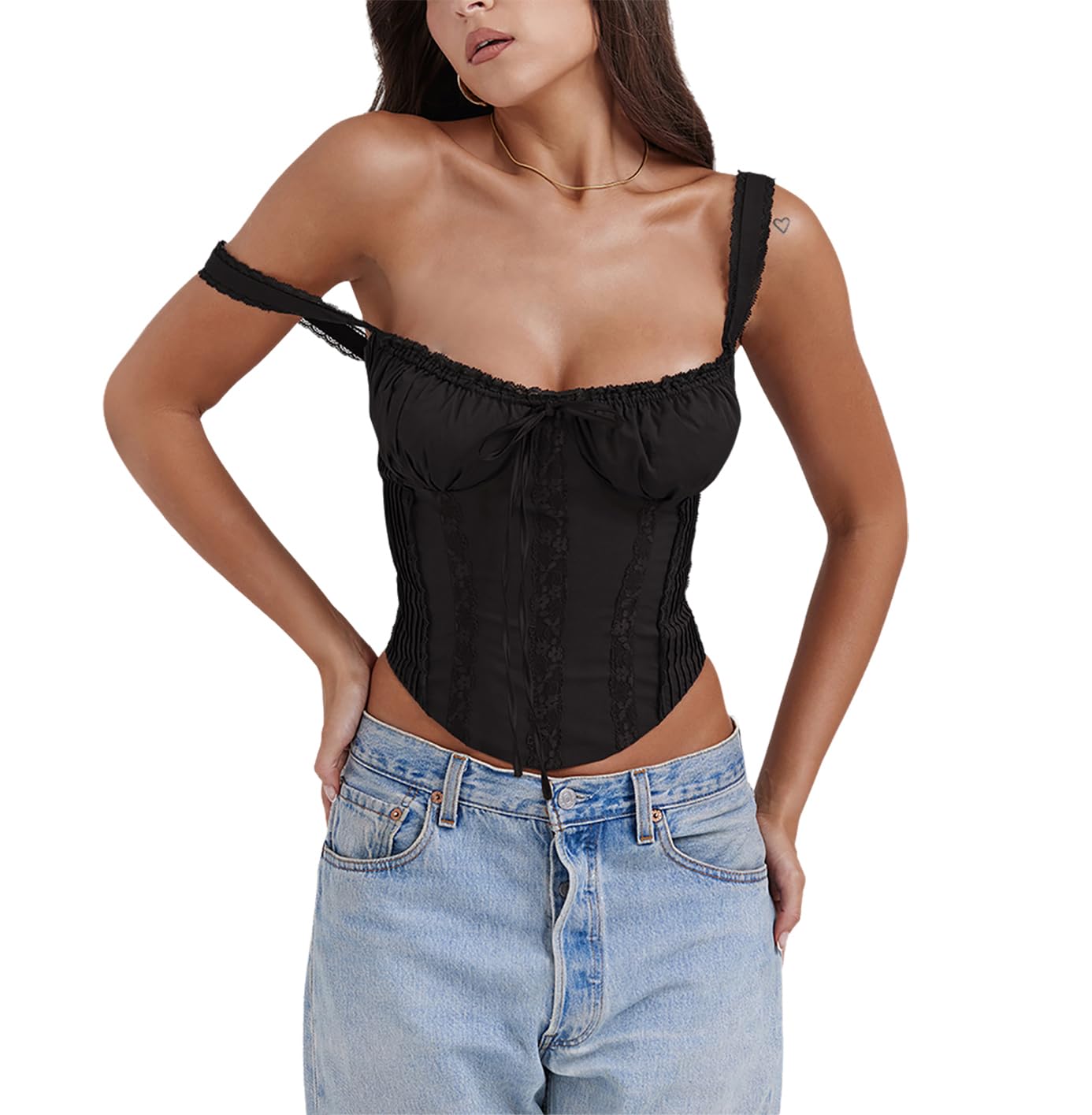 Women's Lace Up Cami Corset Tops