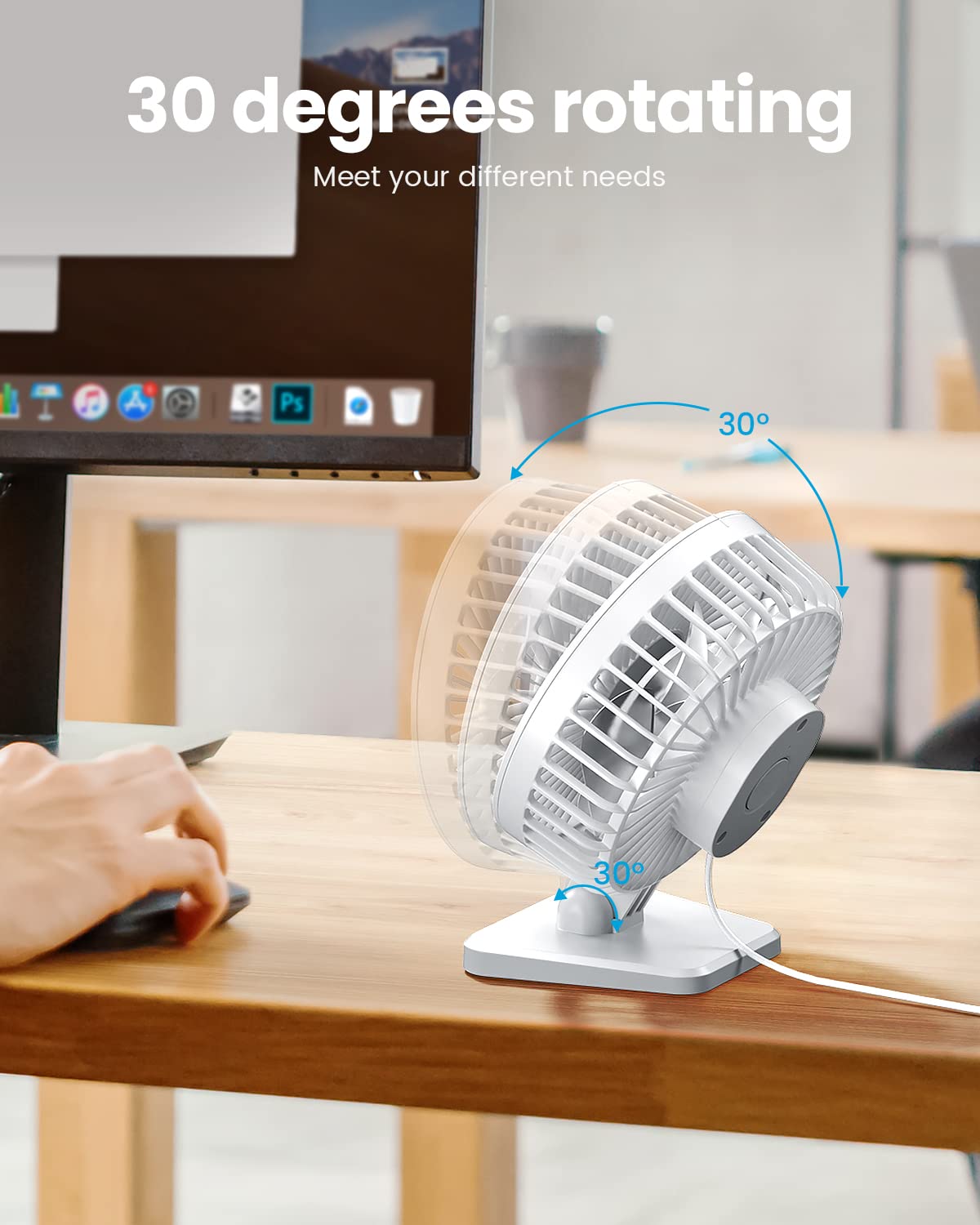 SmallPersonal Portable Quiet 3 Speeds, USB Desk Fan - Adjustment Mini Table Desktop