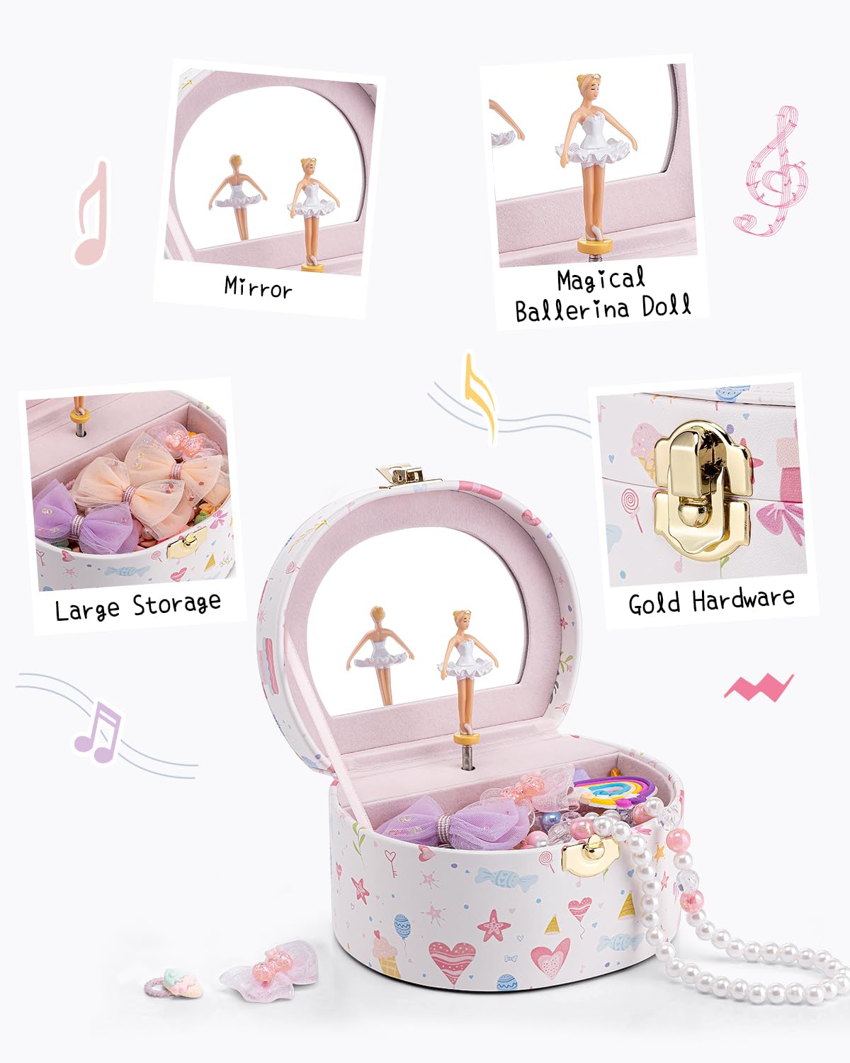 Small Musical Jewelry Box for Girls with Ballerina