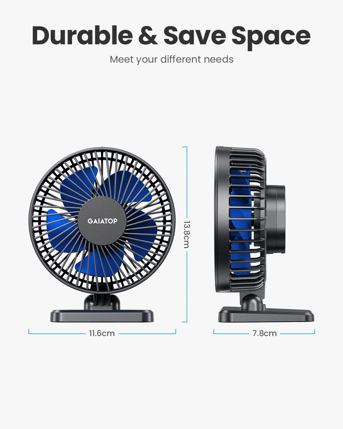 SmallPersonal Portable Quiet 3 Speeds, USB Desk Fan - Adjustment Mini Table Desktop