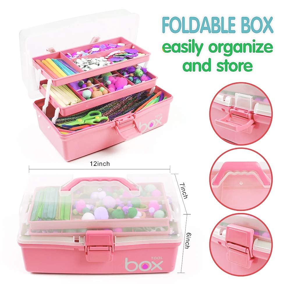 Three-Layer Multipurpose Folding Storage Box with 2 Trays, 12"