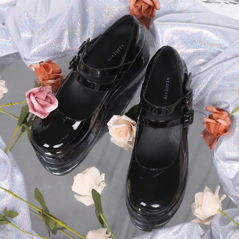 Platform Mary Jane Shoes - Ankle Strap Round Toe Goth Chunky Pumps Oxfords