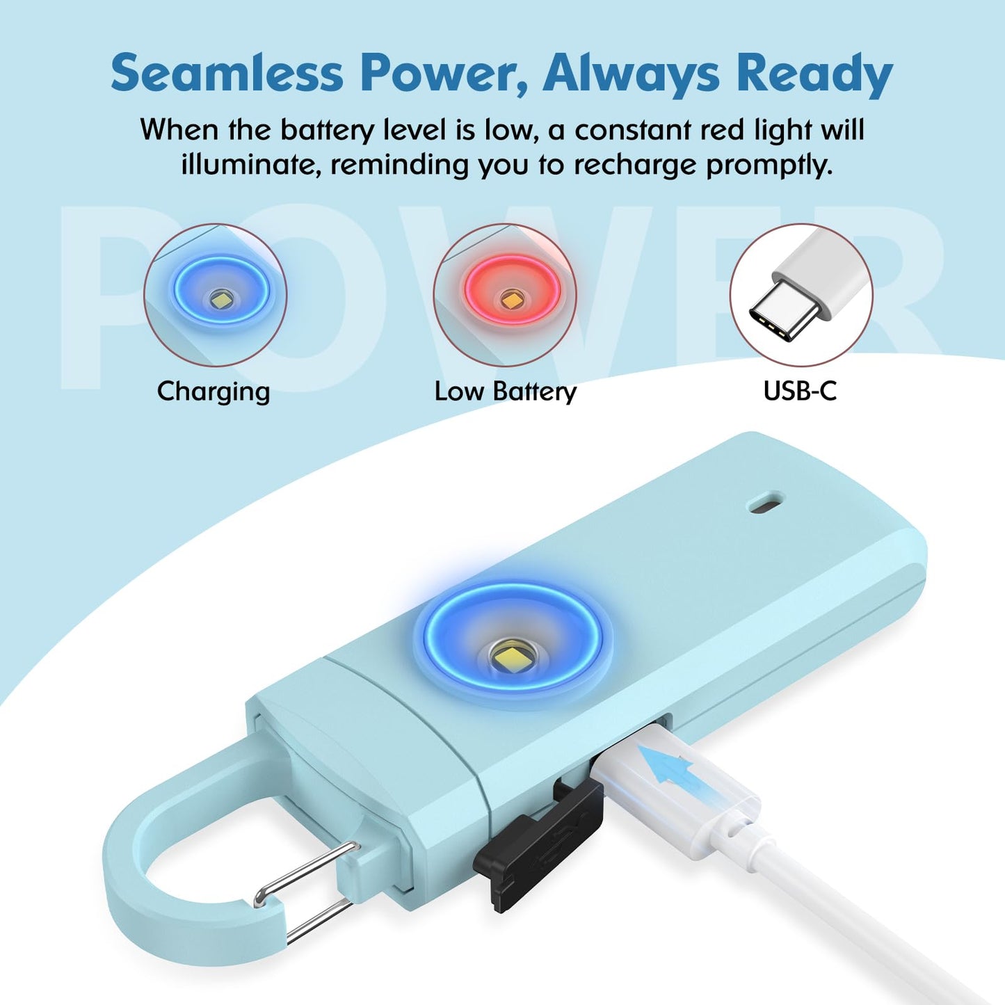 Rechargeable Personal Alarm for Women, USB Charging